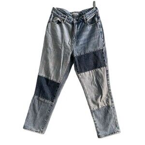 Y2K Patchwork Mom Jeans Size 28 Straight Leg High Rise Boho Festival Pac Sun
